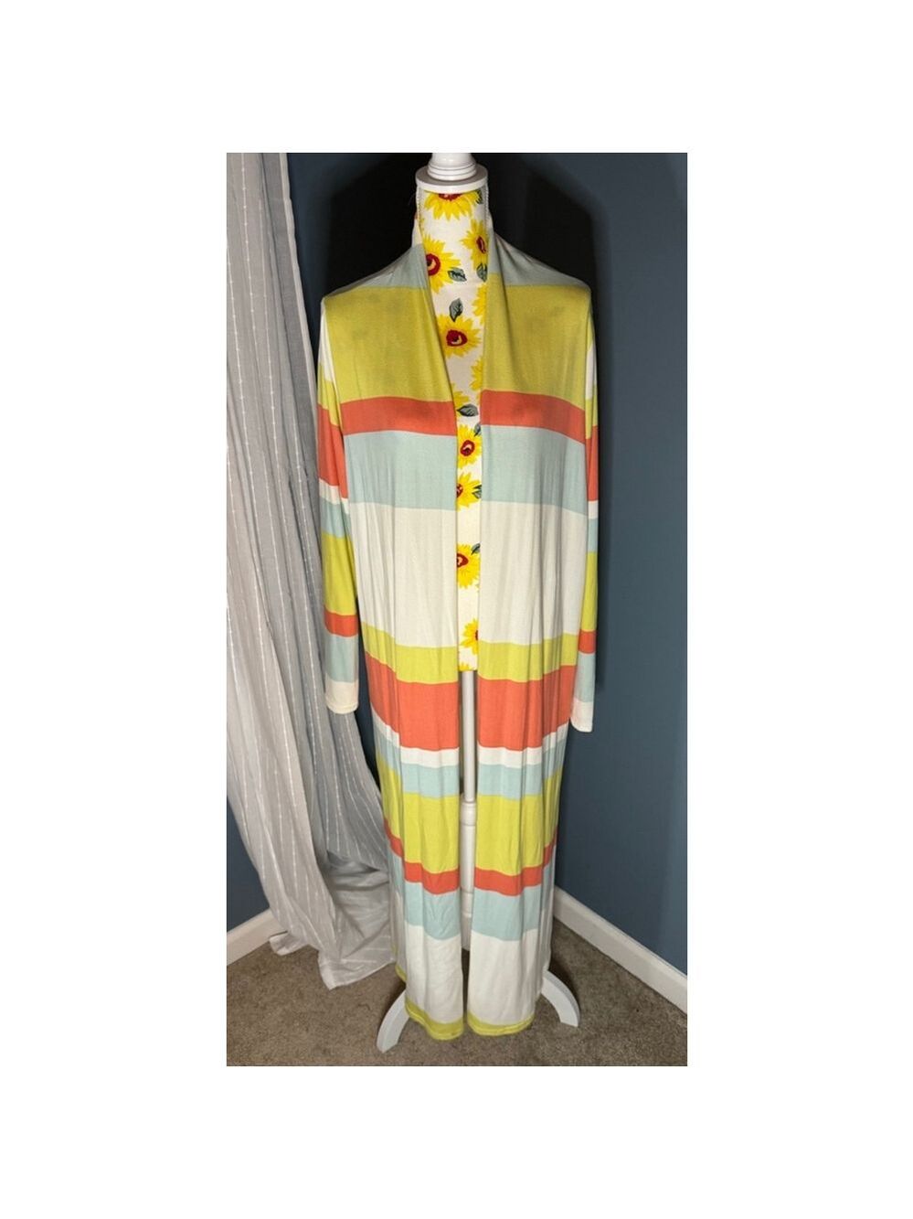 Women's Ces Femme Cardigan Large White Yellow Striped